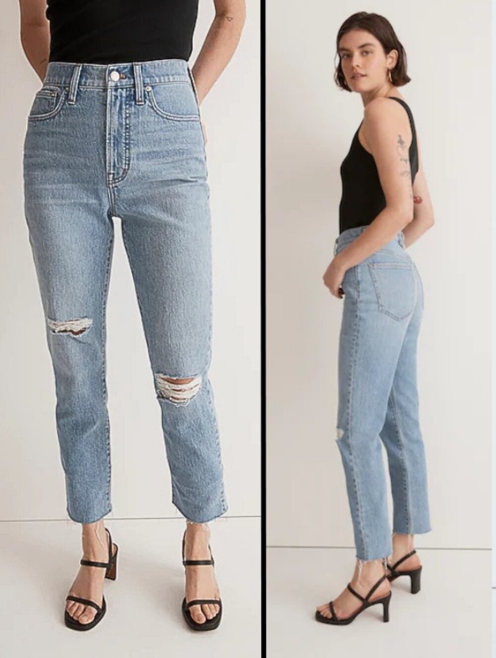 NEW Madewell Womens The Perfect Vintage Jean Light Blue Distressed Raw Hem Sz 31